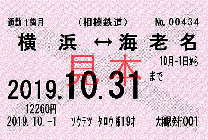 通勤定期乗車券 券面